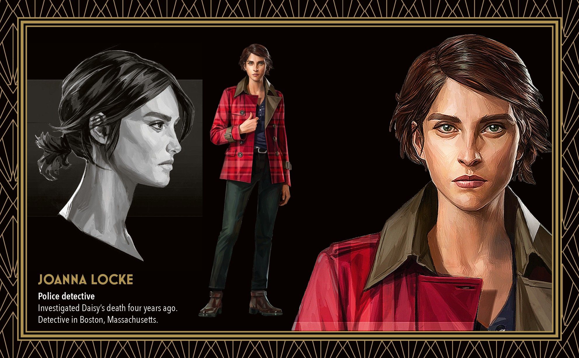 Concept art for Agatha Christie character Joanna Locke.