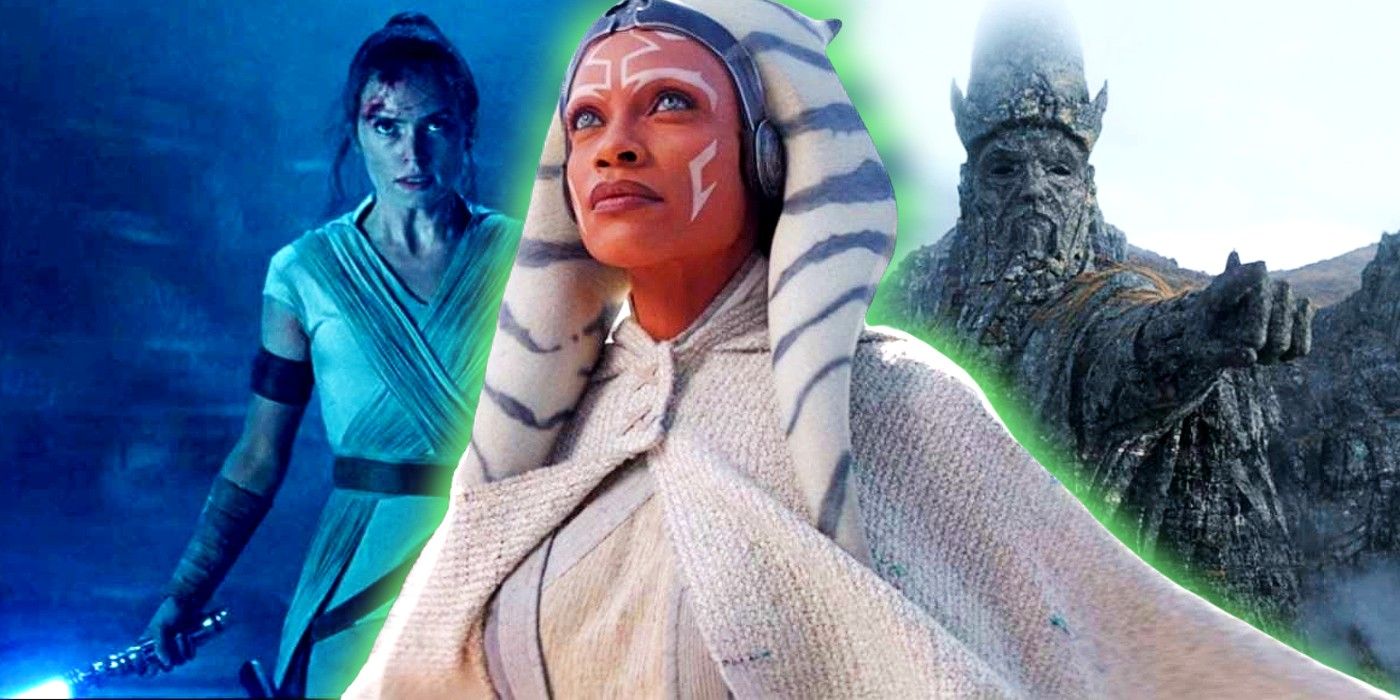 Rey in Star Wars: L'Ascesa di Skywalker Ascendenza, Ahsoka Tano in Ahsoka Episodio 5 e la statua del Padre in Ahsoka Episodio 8.