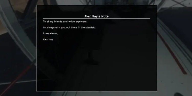 Alex Hay’s Note Starfield