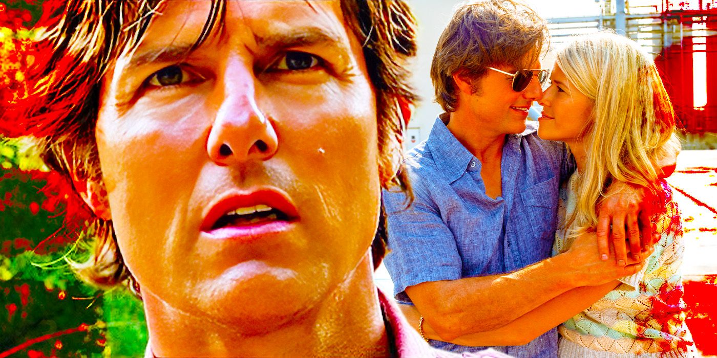 Collage of Tom Cruise as Barry Seal and Barry Lucy embracing in American Made