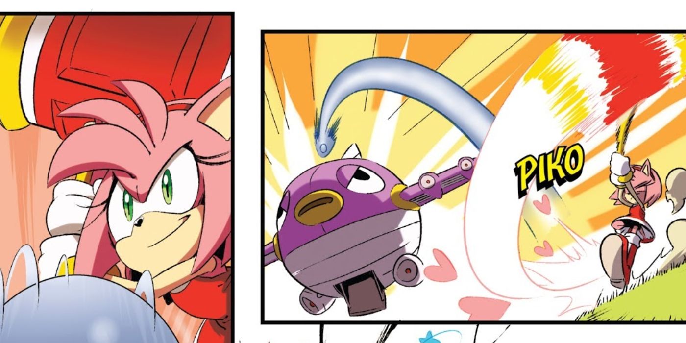 Amy Rose hits Sonic like croquet
