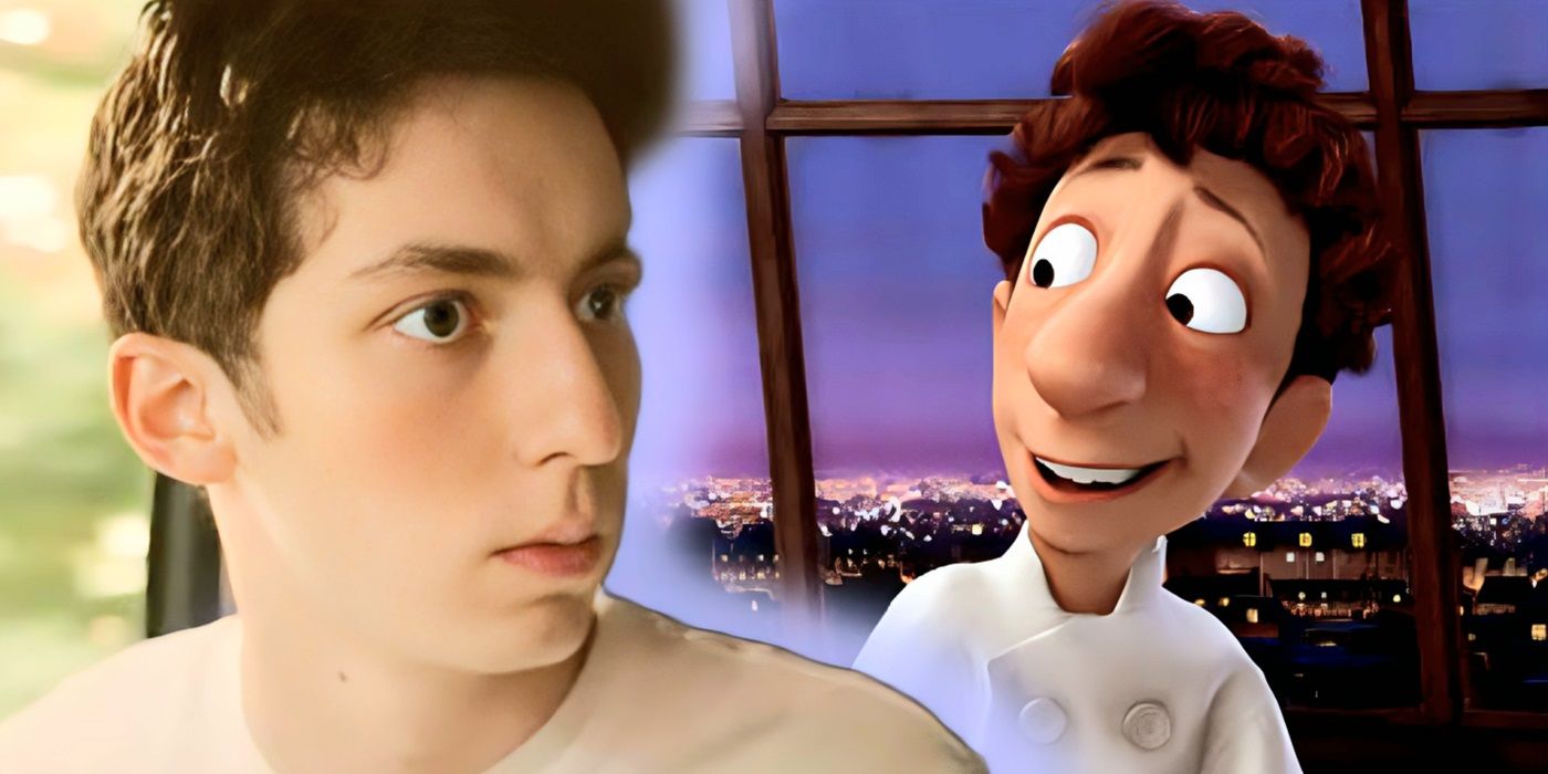 Andrew Barth Feldman as Percy in No Hard Feelings and Linguine in Ratatouille_