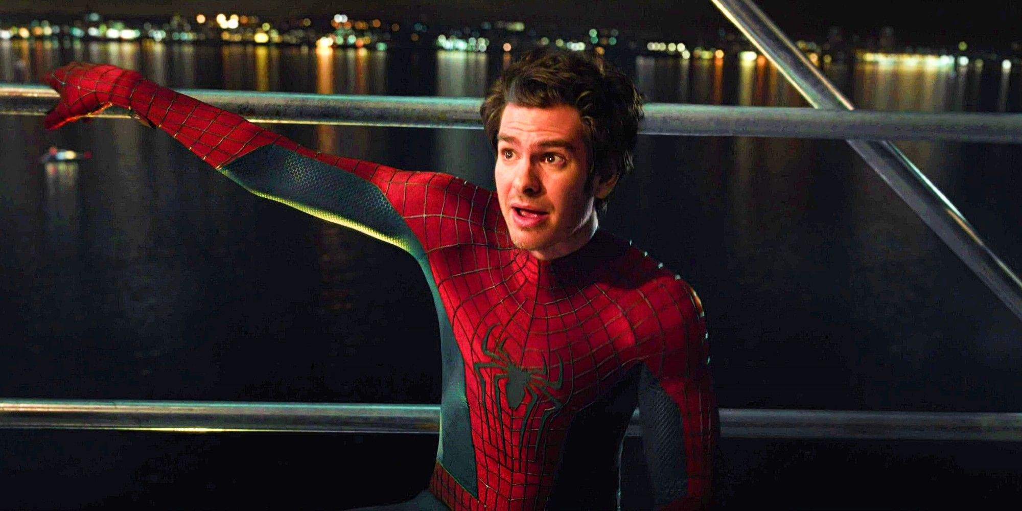 Andrew Garfield as Peter Parker Looking Shocked in Spider-Man No Way Home