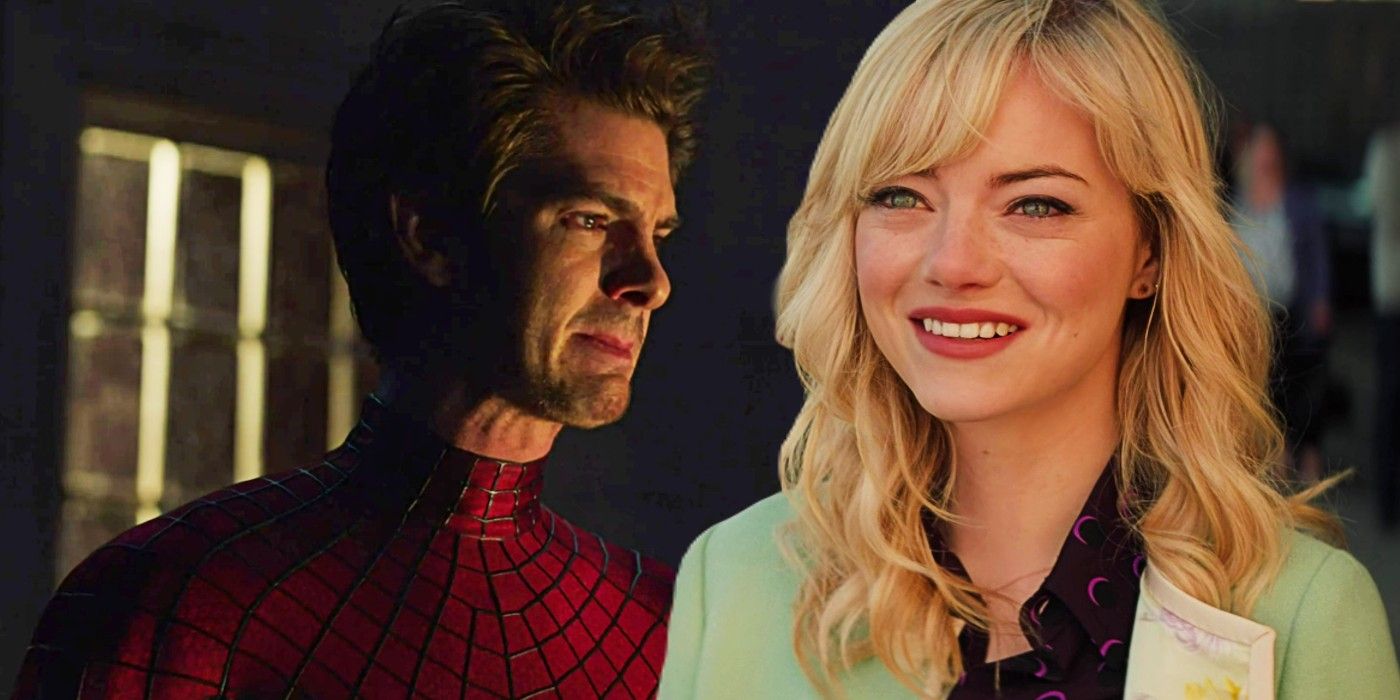 Custom image of Andrew Garfield's Spider-Man from No Way Home and Emma Stone's Gwen Stacy from The Amazing Spider-Man 2.