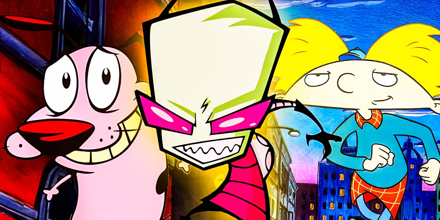 Collage of animated shows that need spinoffs including Invader Zim and Hey Arnold.