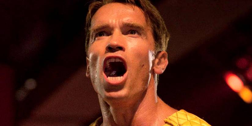 Arnold Schwarzenegger Screaming in The Running Man
