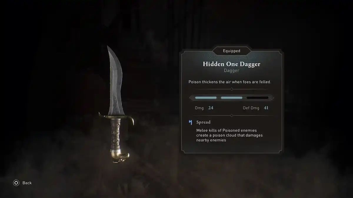 The official stats for the Hidden One Dagger in Assassin&rsquo;s Creed Mirage