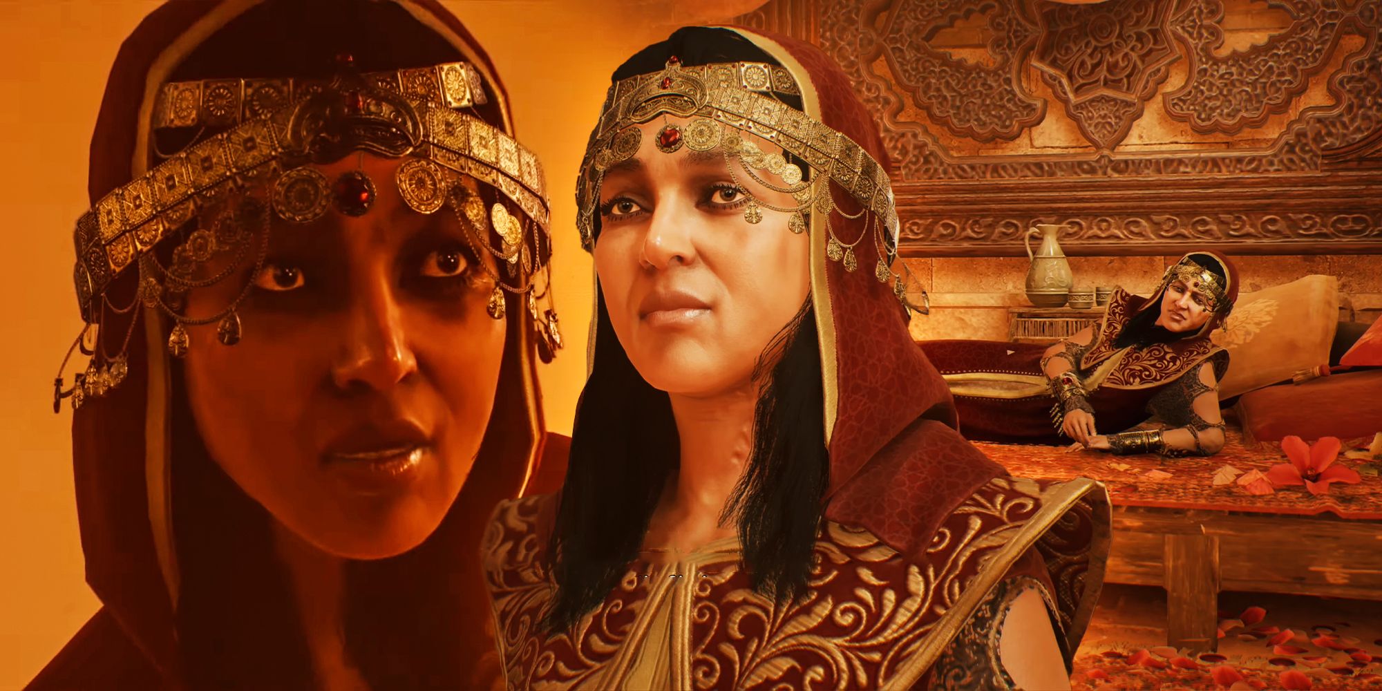 Three different shots of Qabiha in Assassin&rsquo;s Creed Mirage