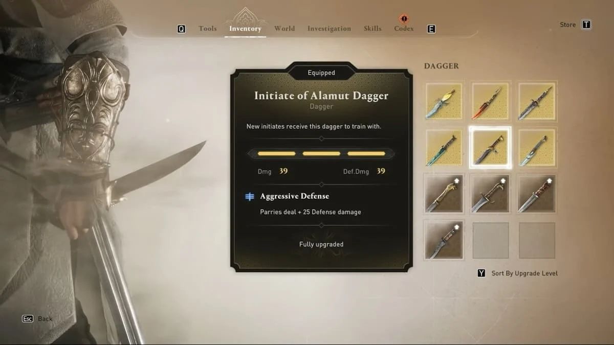 The official stats for the Initiate of Alamut Dagger in Assassin&rsquo;s Creed Mirage
