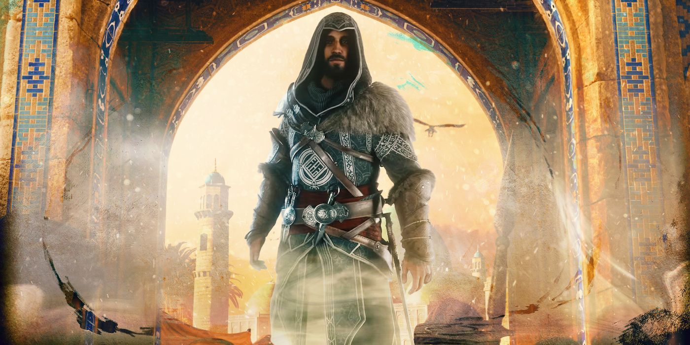 Basim wearing the Ezio costume in Baghdad in Assassin's Creed Mirage