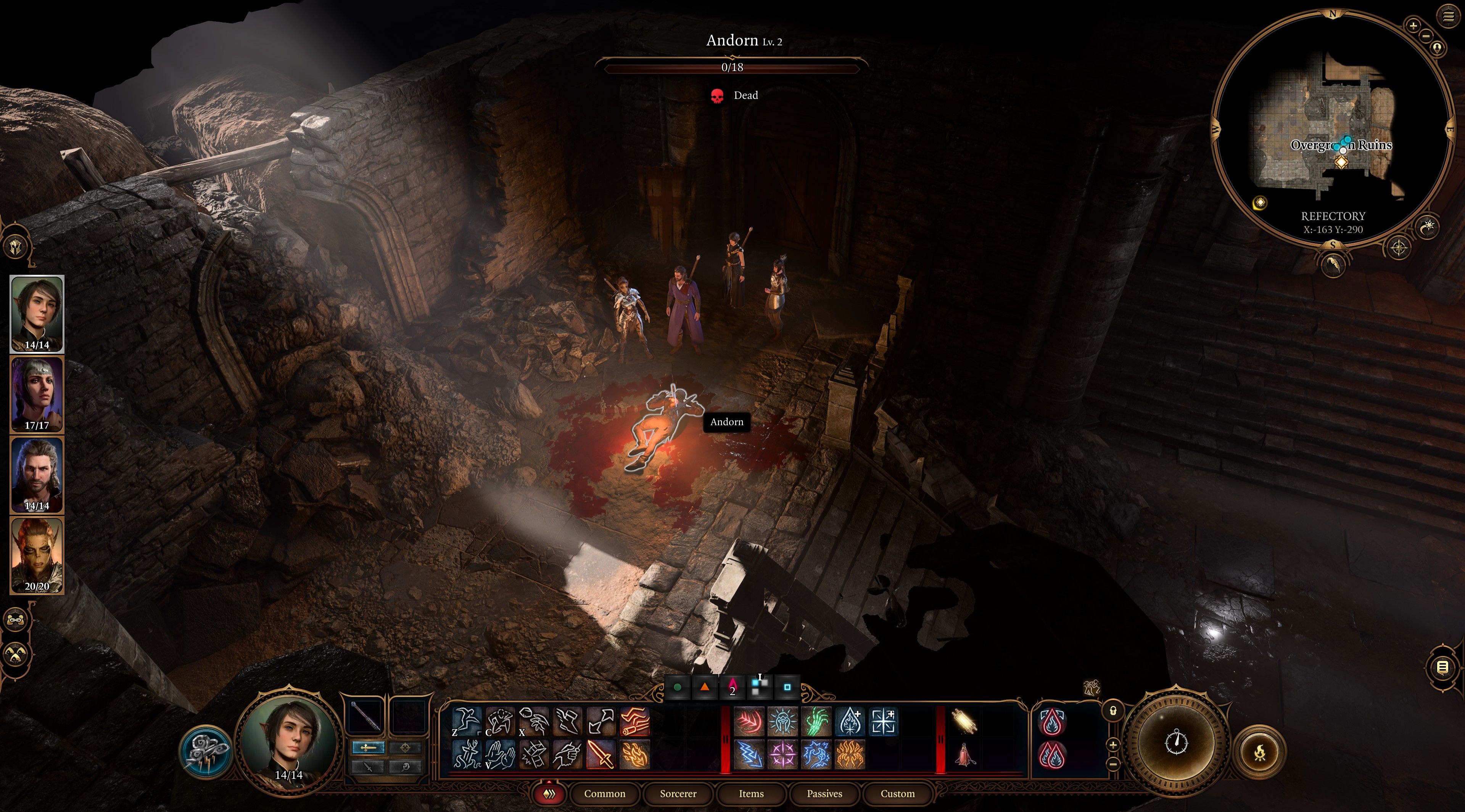 Baldur's Gate 3 Player Party Killing Andorn The Bandit In Refectory Ruins