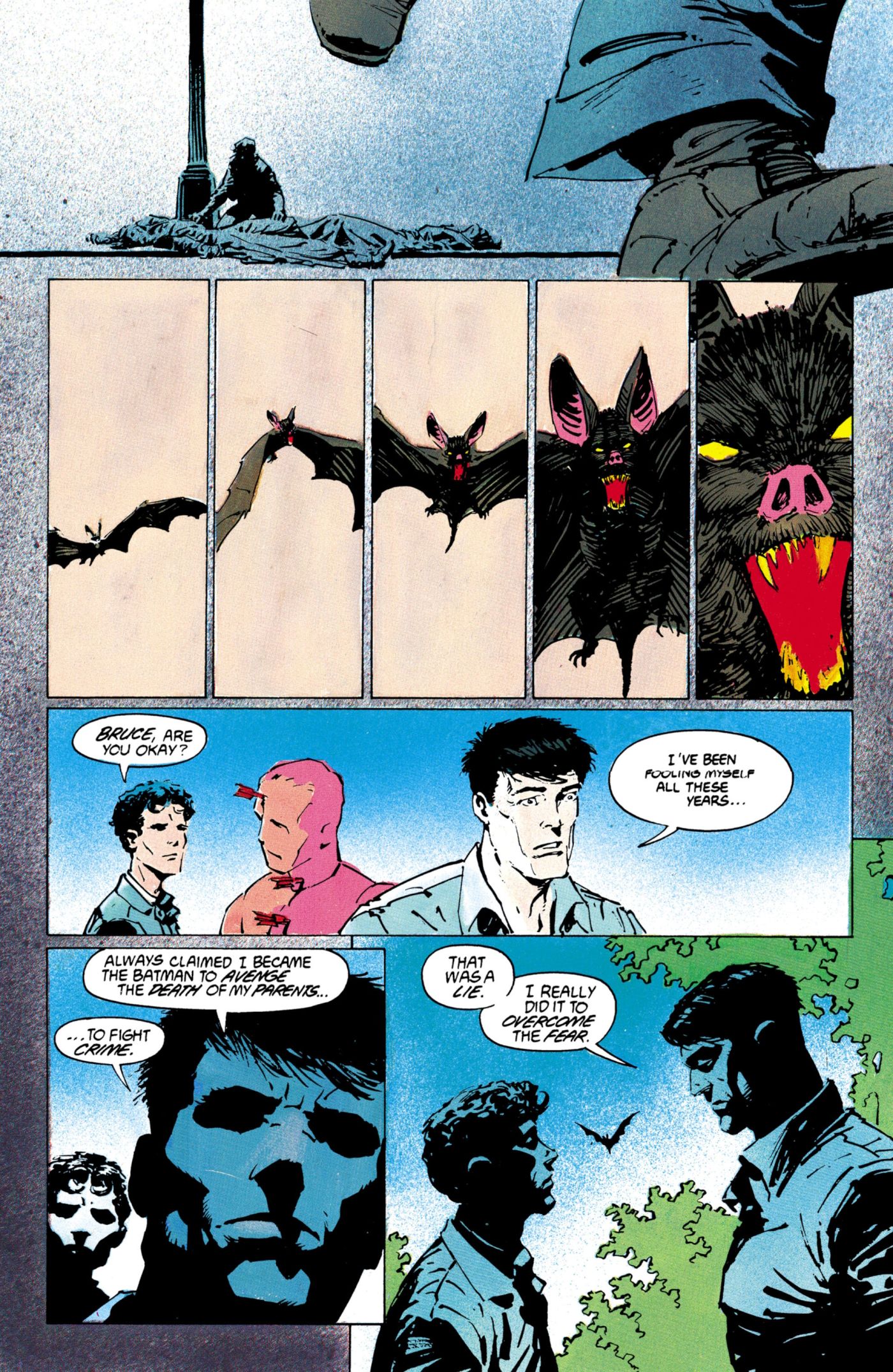 Batman: The Cult, Bruce admits to Jason Todd the real reason he became Batman was to overcome his fear