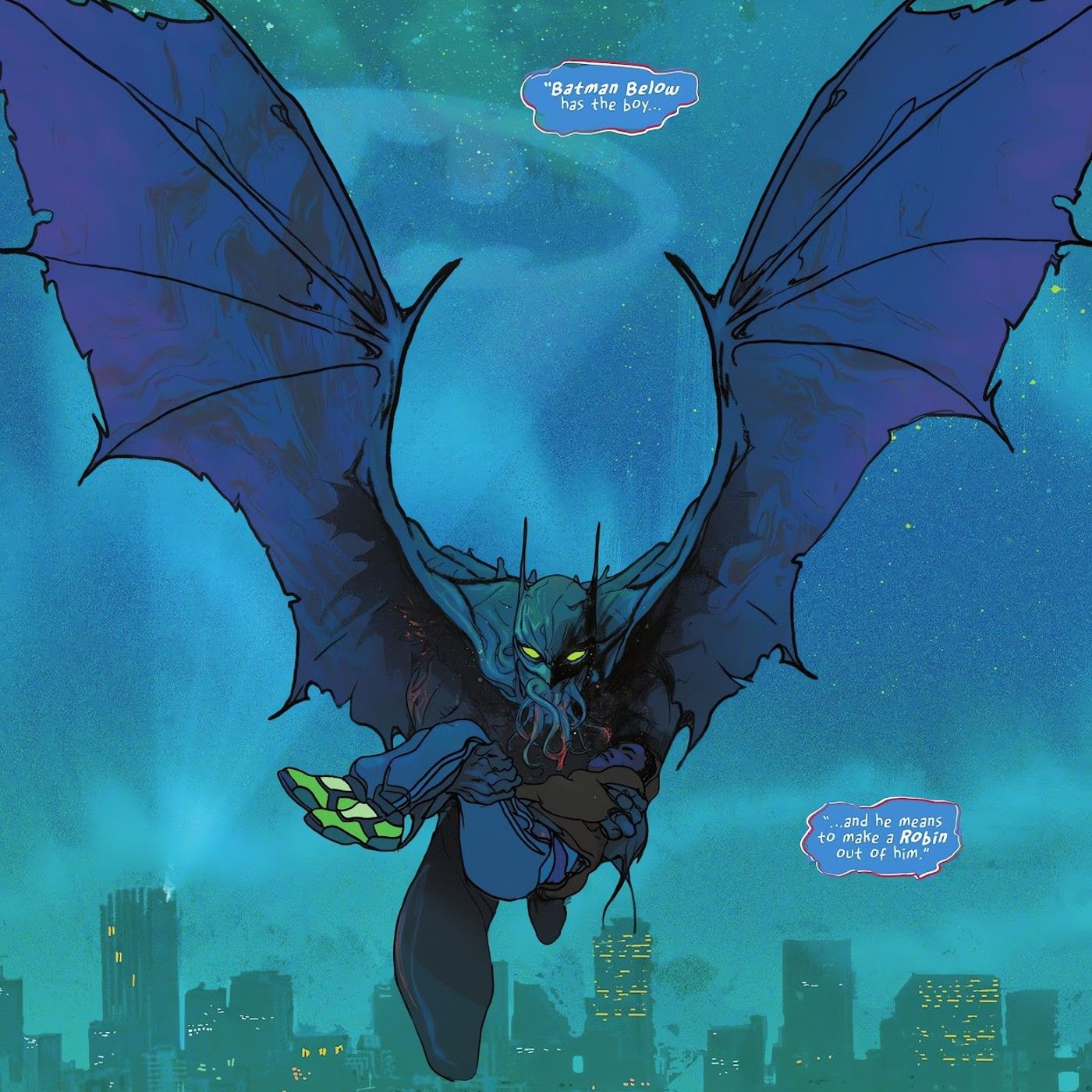 Batman Below Flying with a Potential New Robin