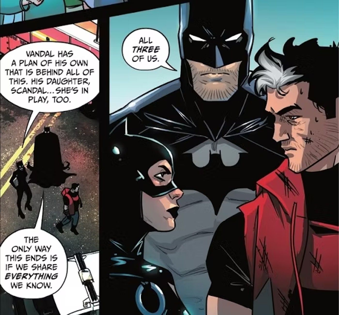 Batman Catwoman and Red Hood Decide to Unite
