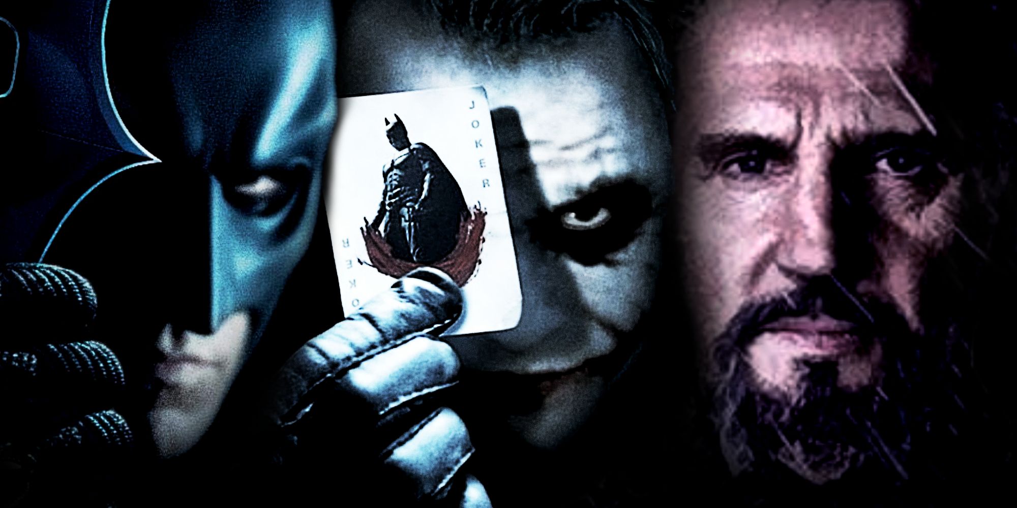 Batman, the Joker, and Ra's Al Ghul in The Dark Knight Trilogy