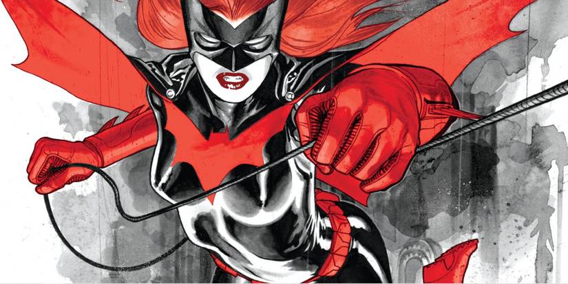 Black, white, and red art of Batwoman from Detective Comics