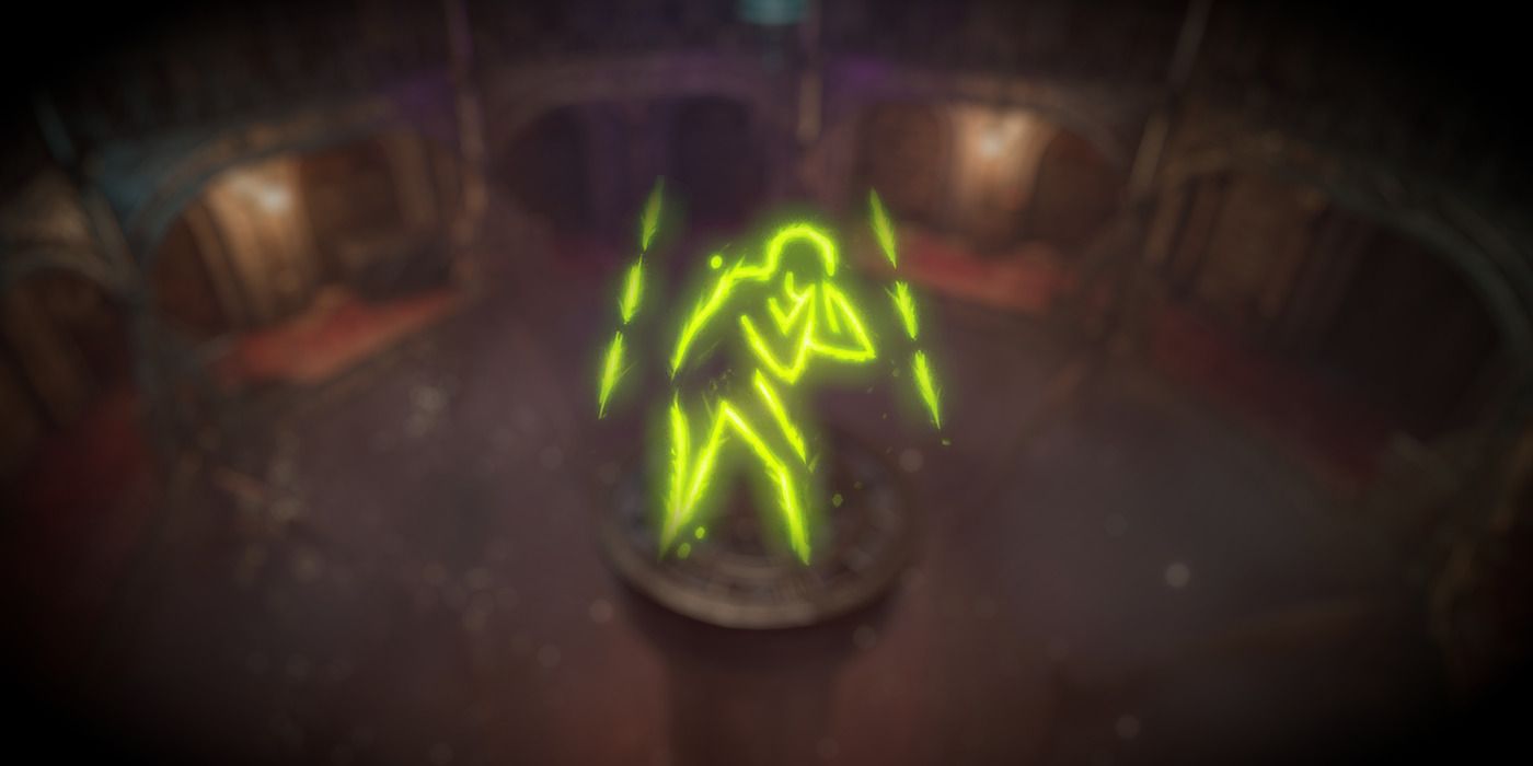 BG3 Ray of Sickness icon: a humanoid chokes in a cloud of green gas