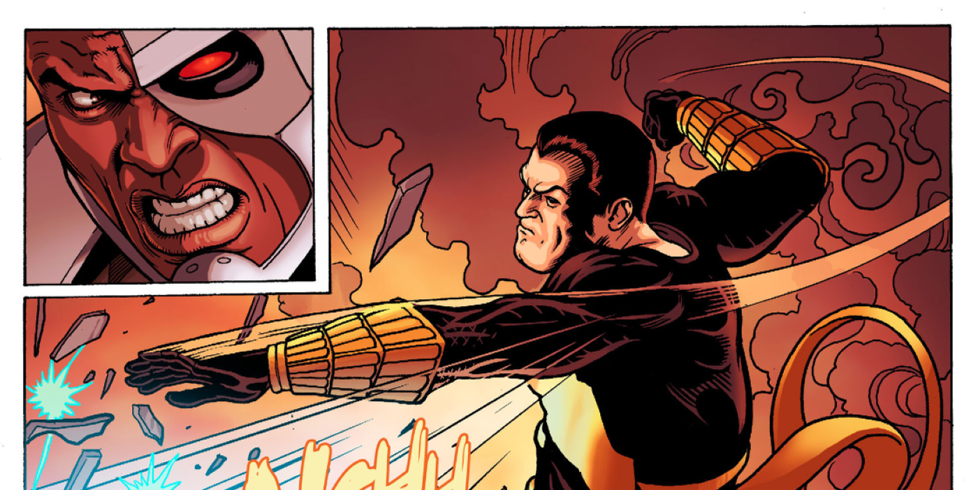 Black Adam confronting Cyborg, from Injustice