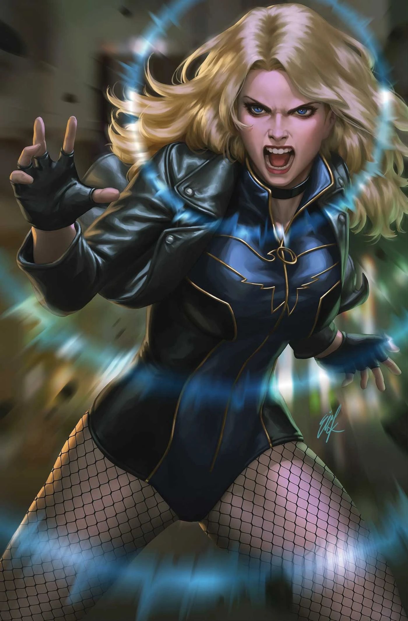 Black Canary with power radiating off of her