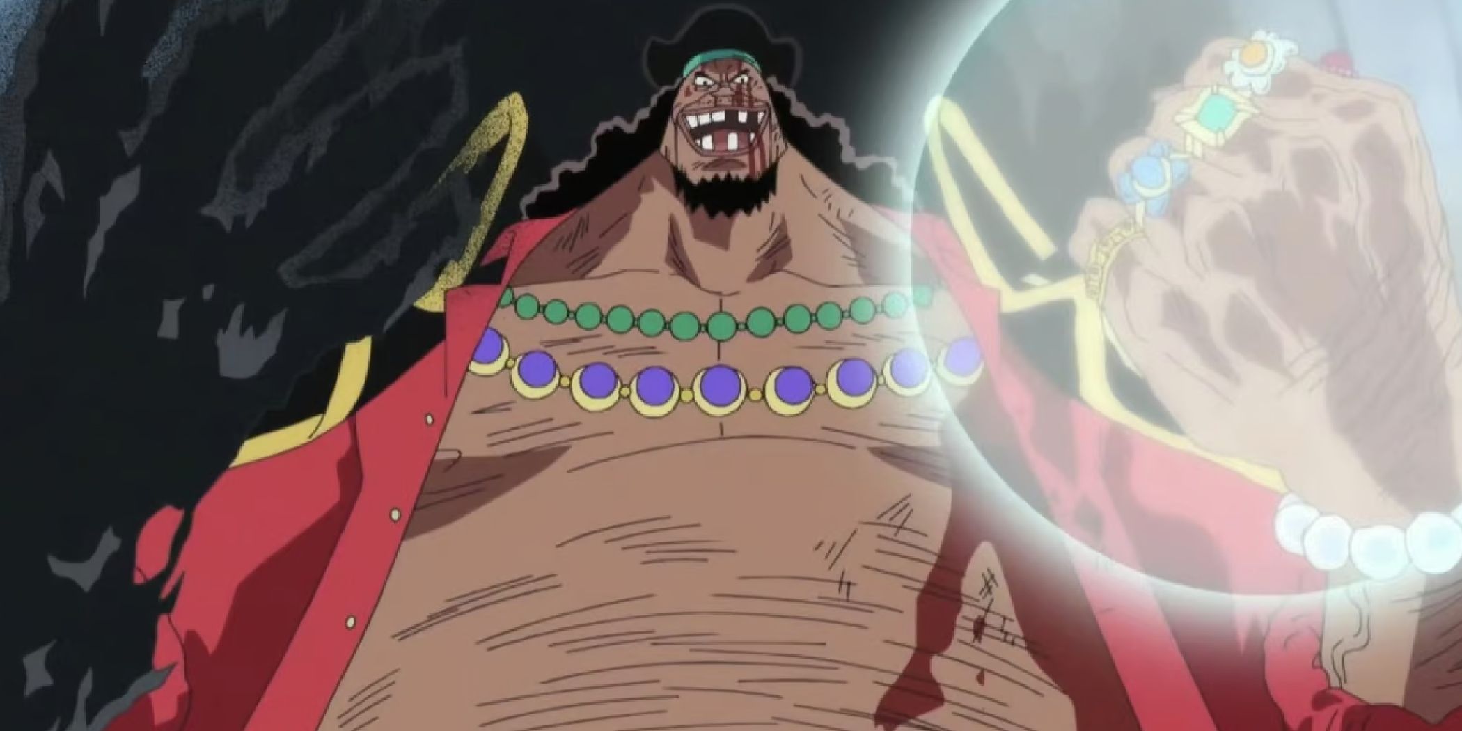 Blackbeard from One Piece using both his devil fruits