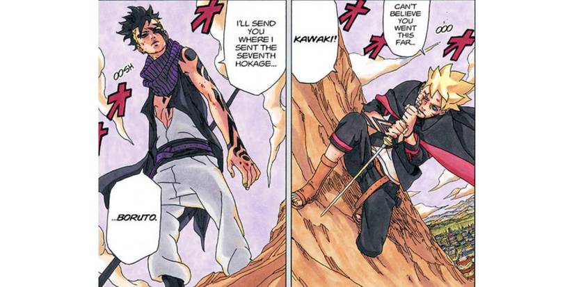 Boruto and Kawaki fight at the beginning of the series chapter 1