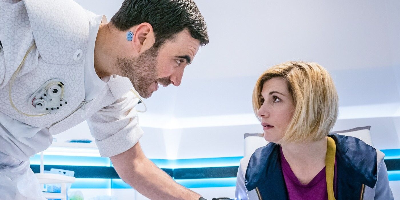 Brett Goldstein as Astos and Jodie Whittaker as Thirteenth Doctor in Doctor Who