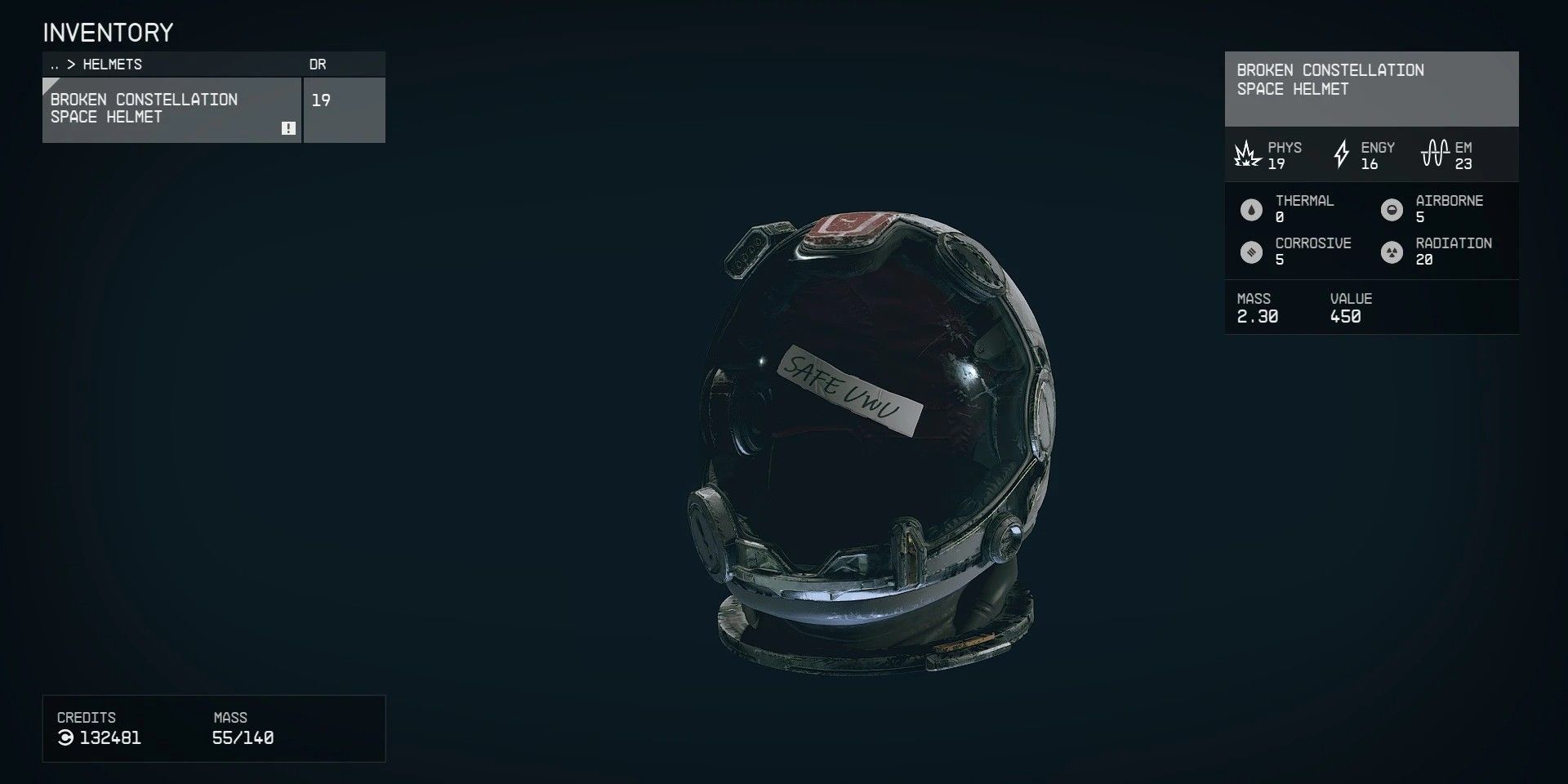 Broken Constellation Space Helmet Starfield