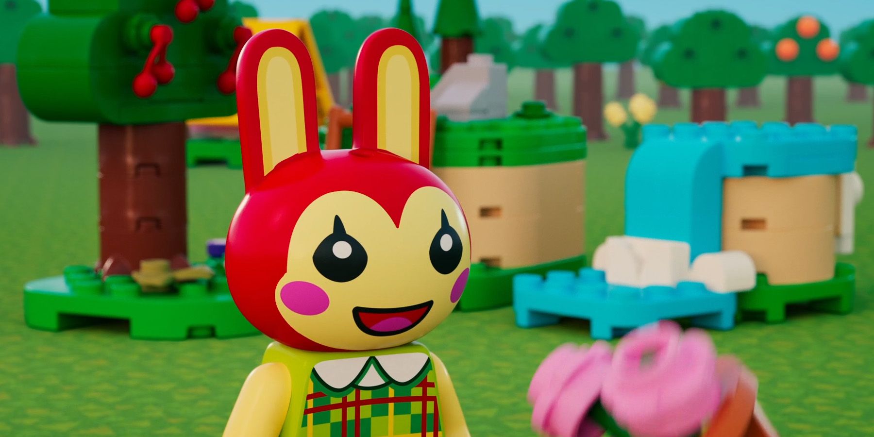 Smiling rabbit villager Bunnie in LEGO Animal Crossing
