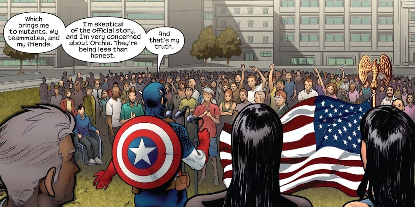 Uncanny Avengers #3, Capitão América faz um discurso sobre mutantes e Orchis