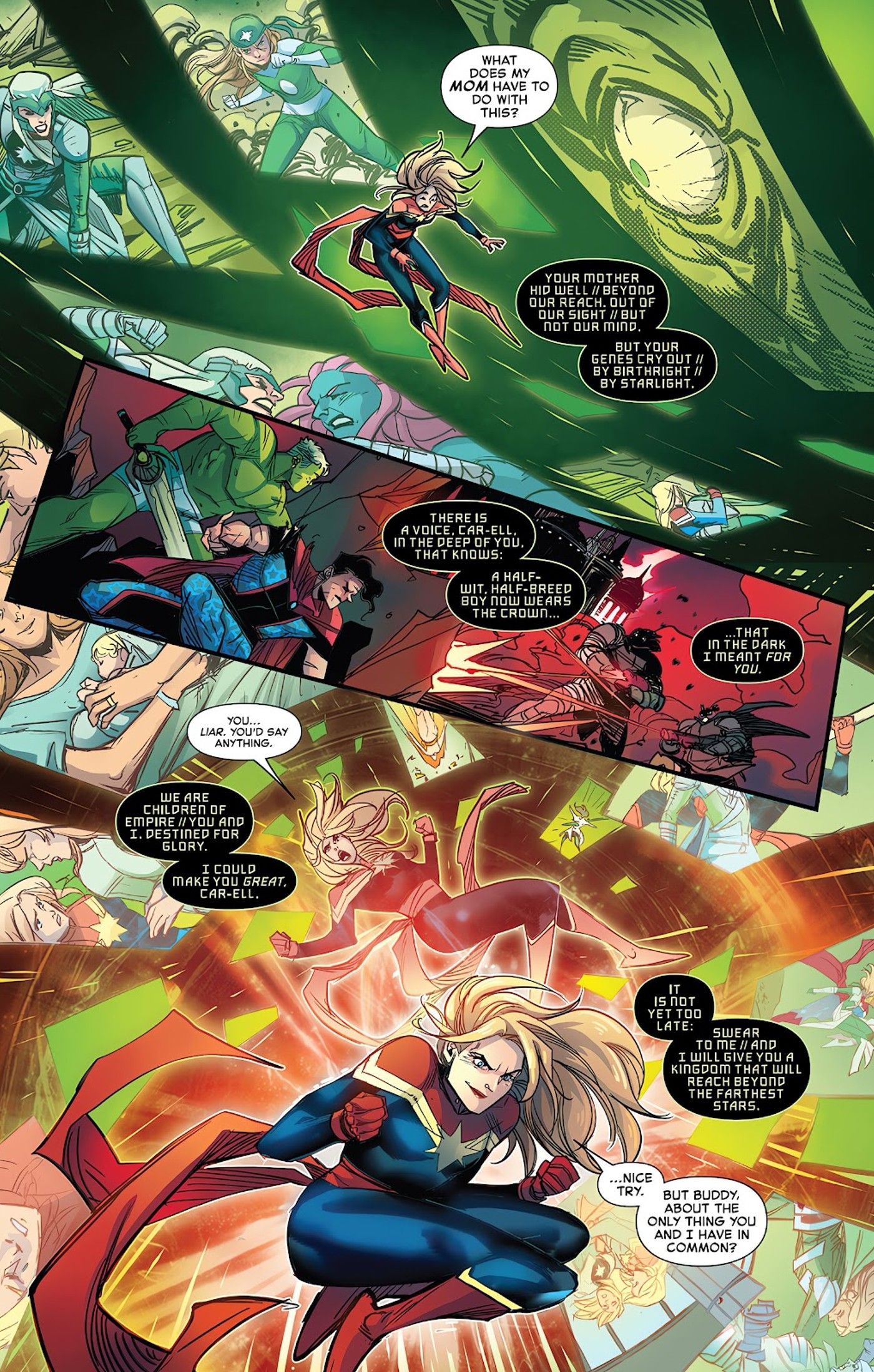 page from Captain Marvel: Assault on Eden #1, Captain Marvel and the Supreme Intelligence