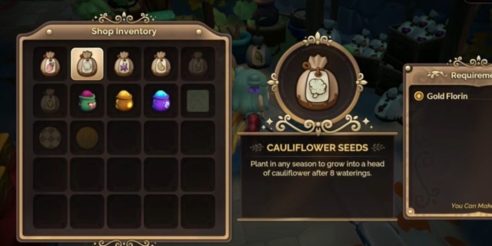 cauliflower seeds for crops in Fae Farm