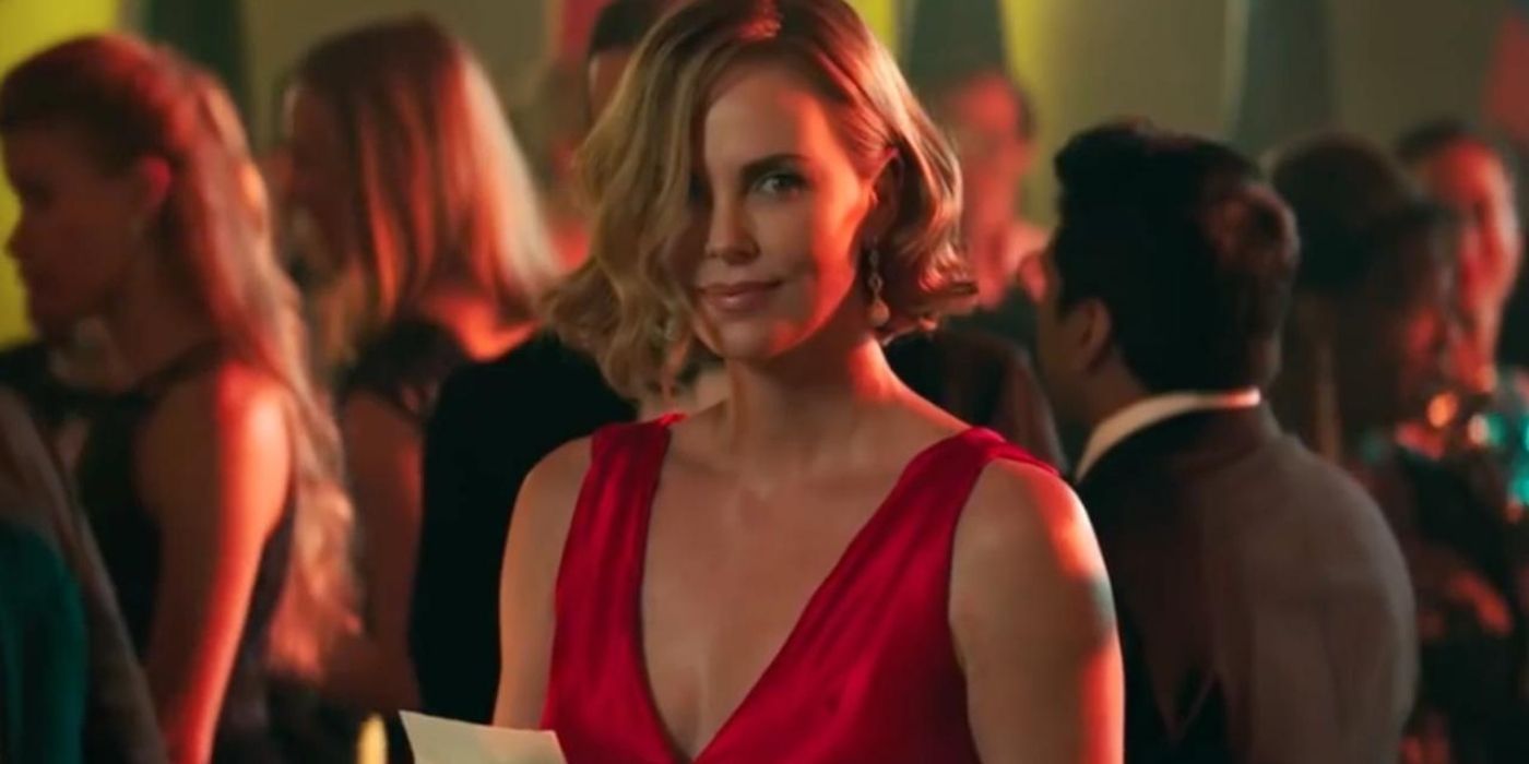 Charlize Theron smiling in Long Shot