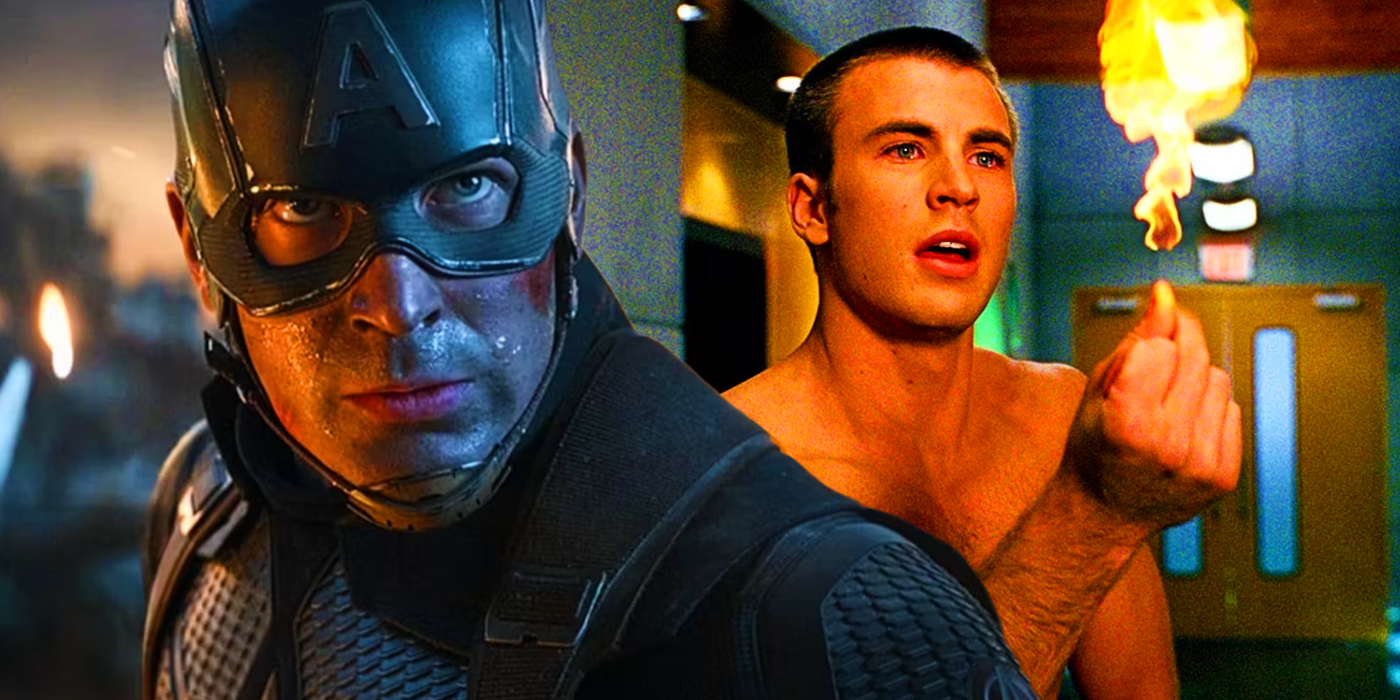 Chris Evans as Captain America and the Human Torch