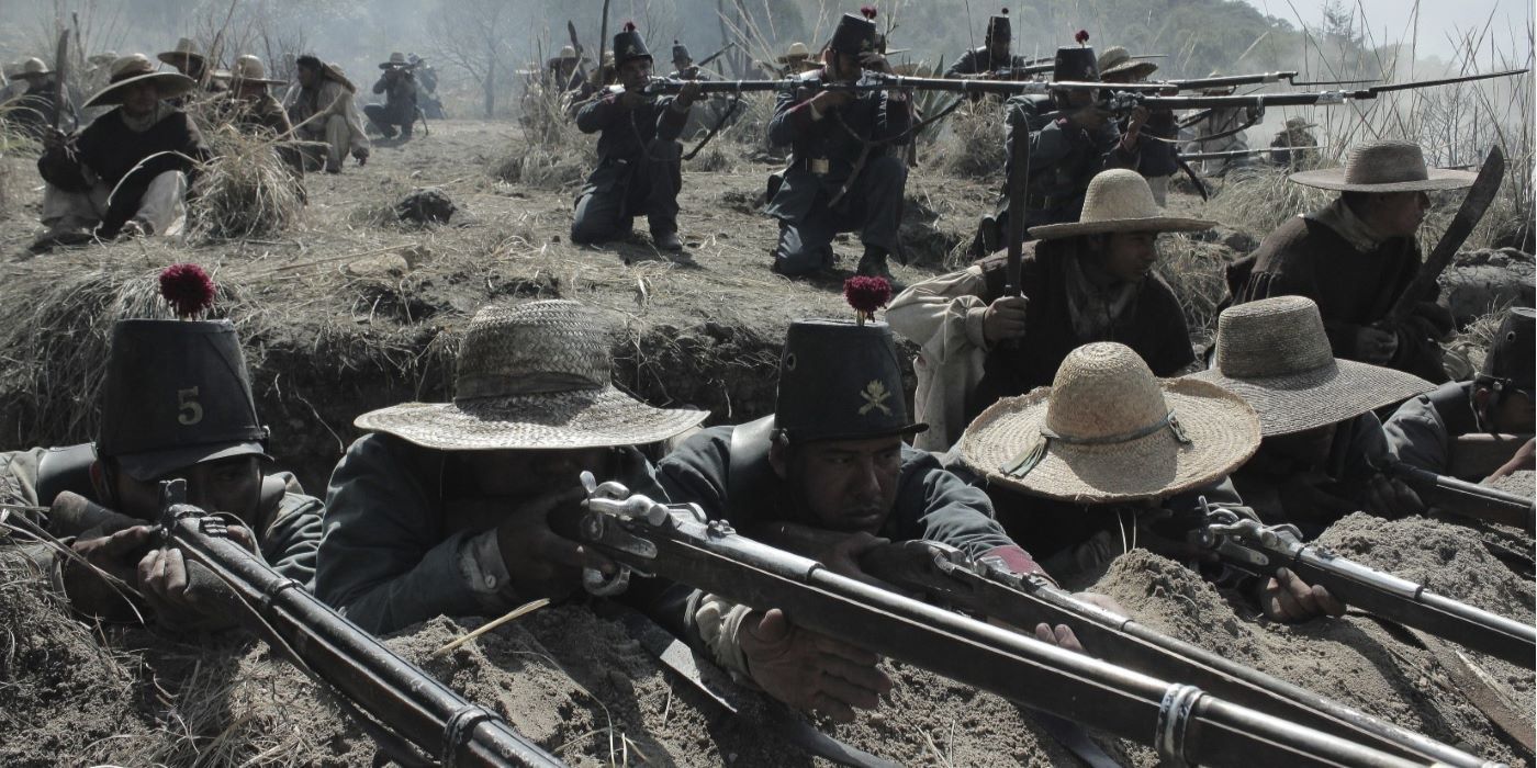 Cinco de Mayo La Batalla army pointing guns
