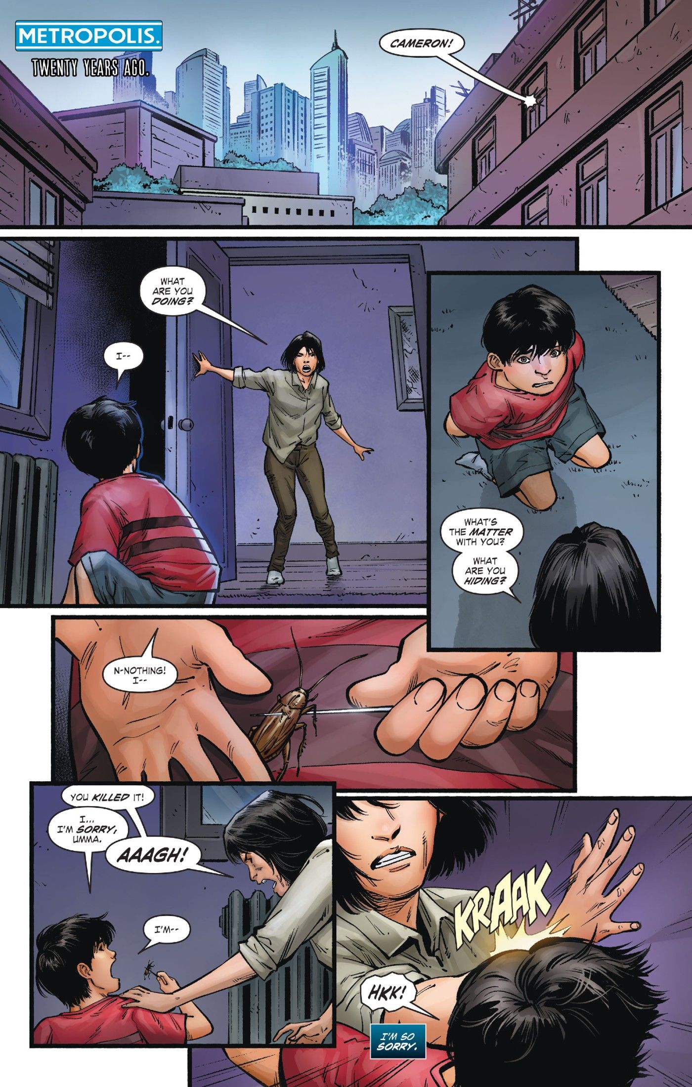 Preview page for City Boy #5, flashback to City Boy&rsquo;s childhood