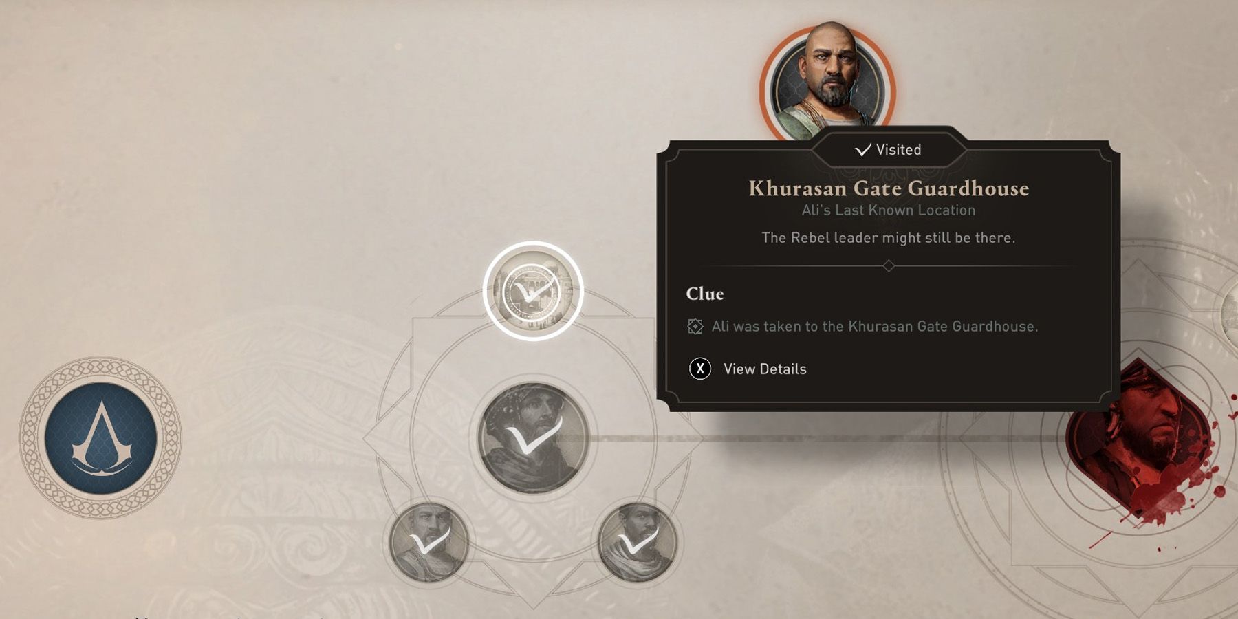 A specific quest in the Investigation screen of Assassin's Creed Mirage.