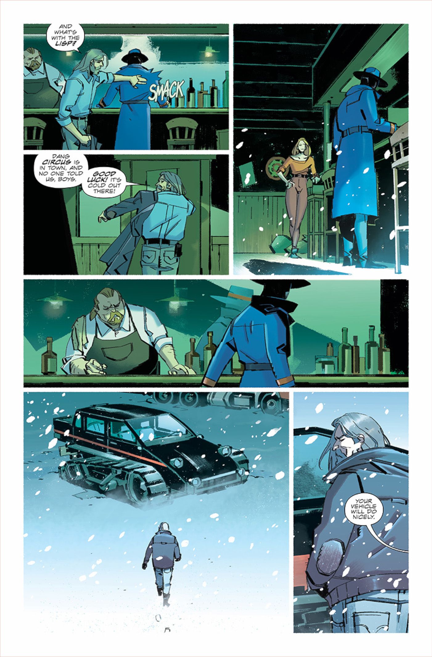 Preview page for Cobra Commander #1, Cobra steals a bar patron&rsquo;s vehicle