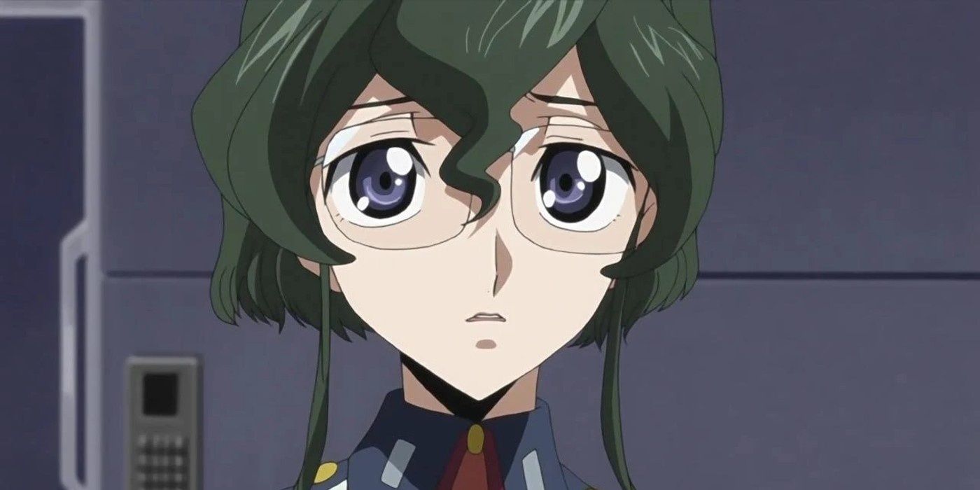 Nina Einstein looks startled in Code Geass.