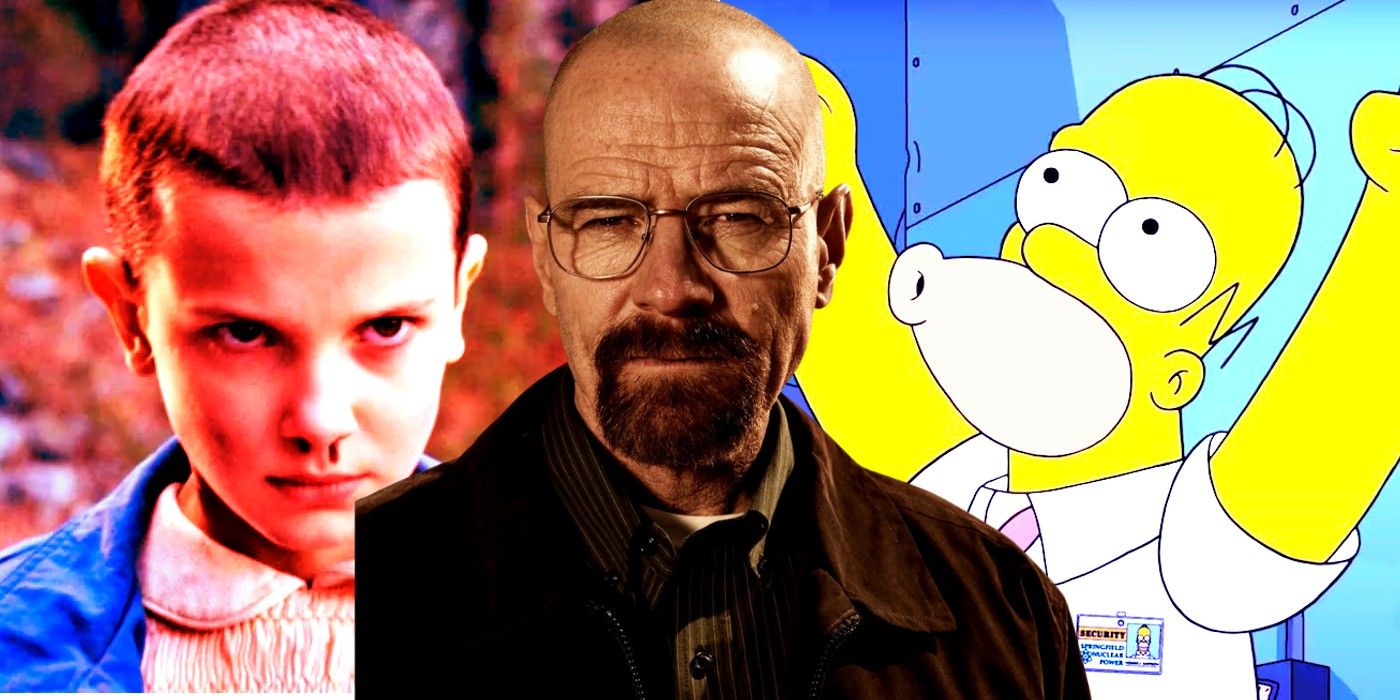 Collage image of Stranger Things, Breaking Bad and The Simpsons