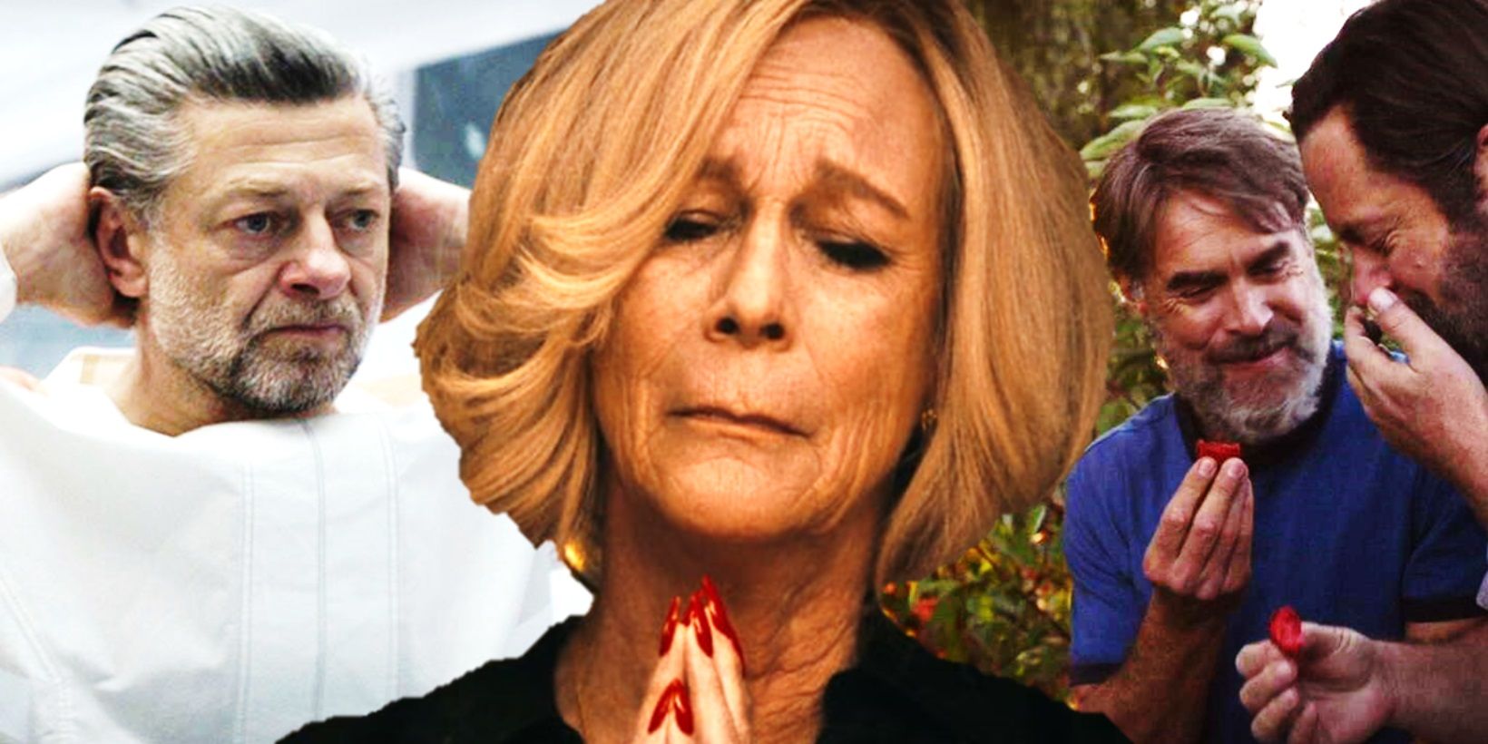 Collage of Kino in Andor, Donna in The Bear, and Bill and Frank in The Last of Us