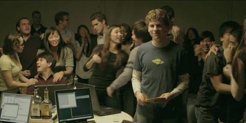 Crowd of People from The Social Network coding and partying