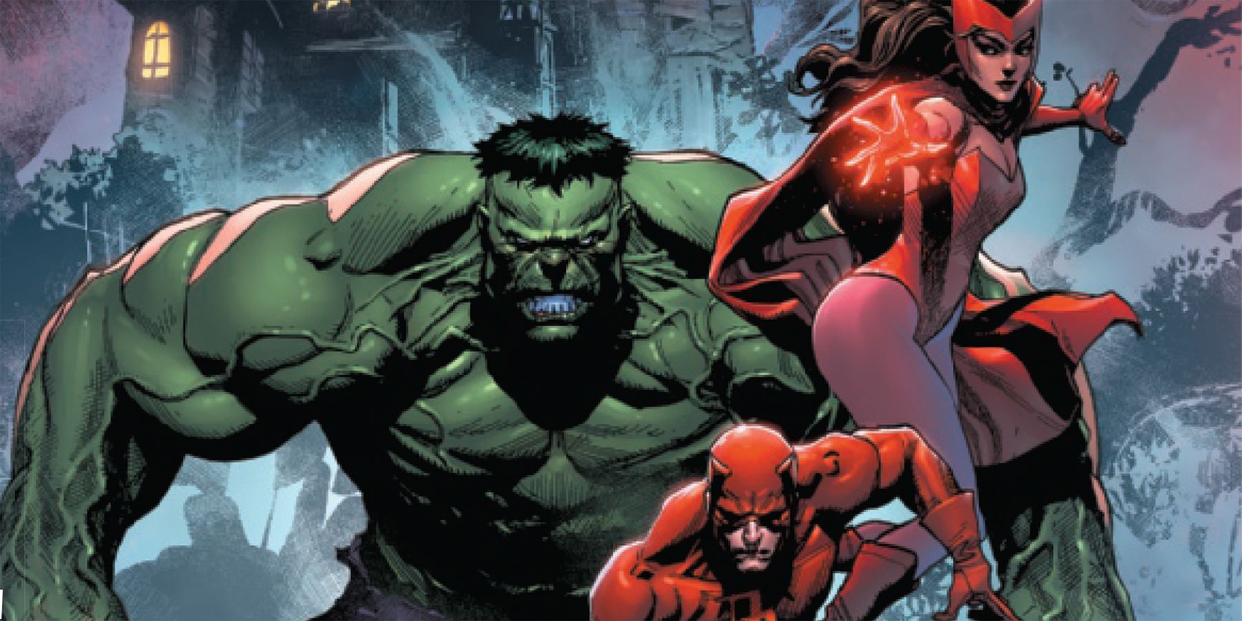 Crypt of Shadows 2023 cover image featuring Hulk Daredevil Scarlet Witch