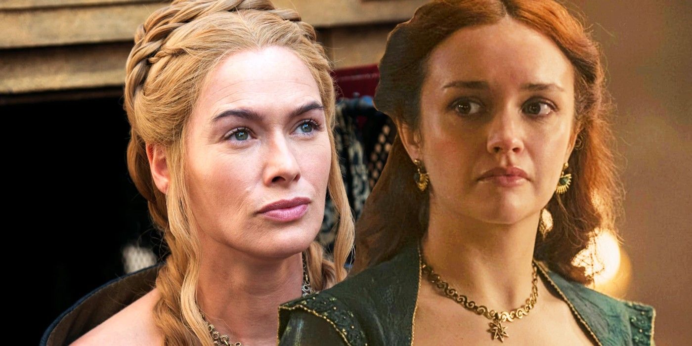 Custom image of Cersei Lannister in Game of Thrones and Alicent Hightower in House of the Dragon