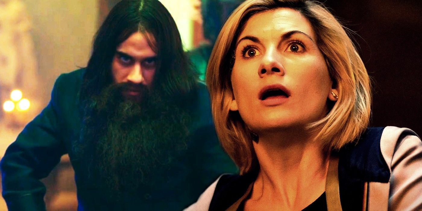 Custom image of the Master as Rasputin and Jodie Whittaker shocked in Doctor Who
