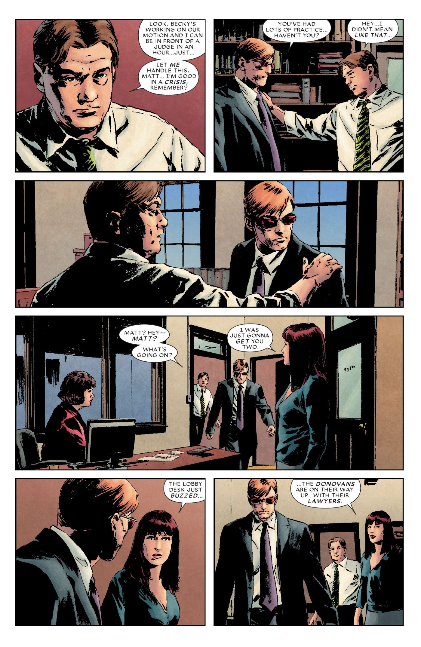 Daredevil #114, Matt Murdoch prepares to meet his wife Milla’s parents' lawyers