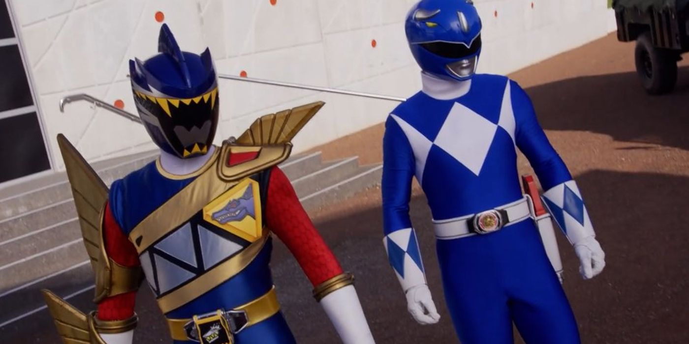 Dark Ranger Heckyl e Mighty Morphin Blue Ranger Billy em Power Rangers Cosmic Fury