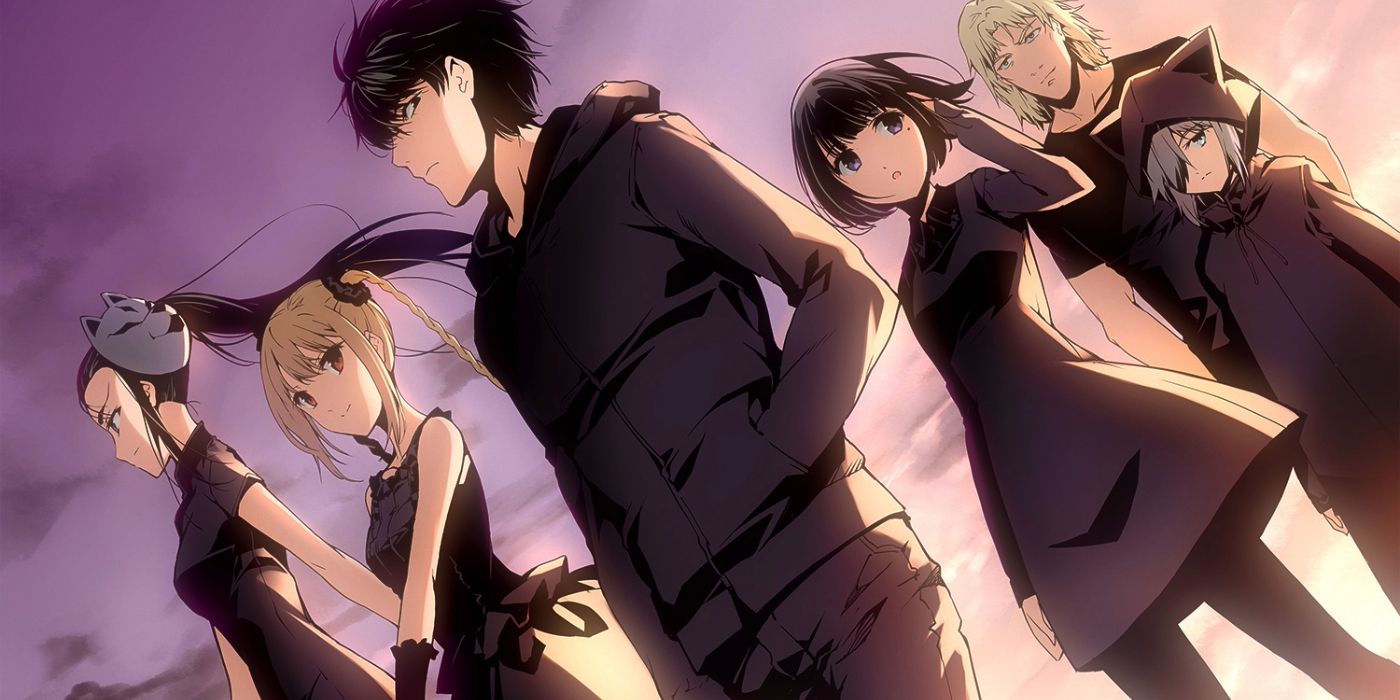 Darwin's Game Anime Official Art with the cast standing together in a group