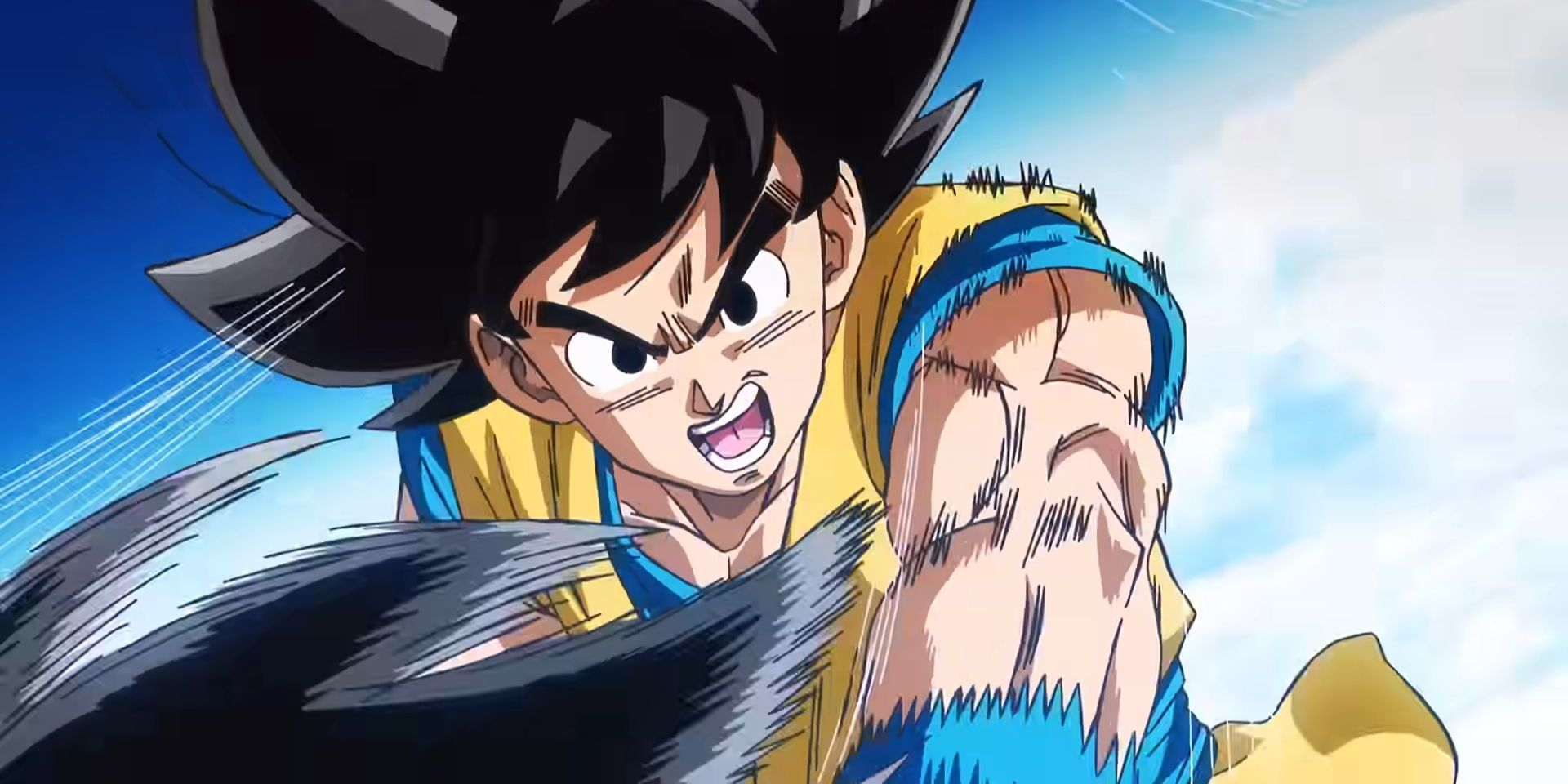 Dragon Ball Daima anime teaser trailer shows a grown up Goku punching at Vegeta's hair while flying in the clouds