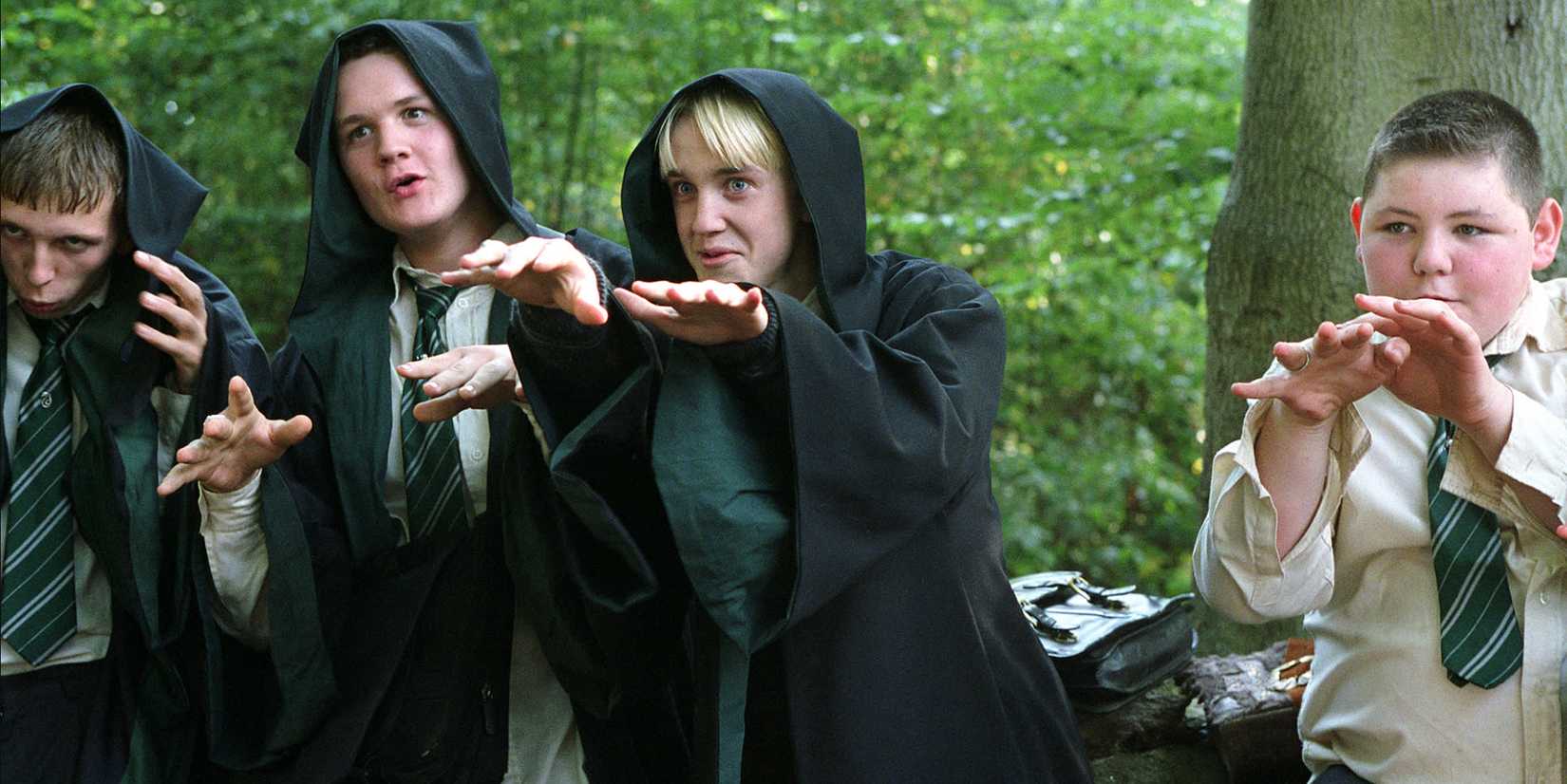 Draco and his friends pretending to be dementors in Harry Potter and the Prison of Azkaban