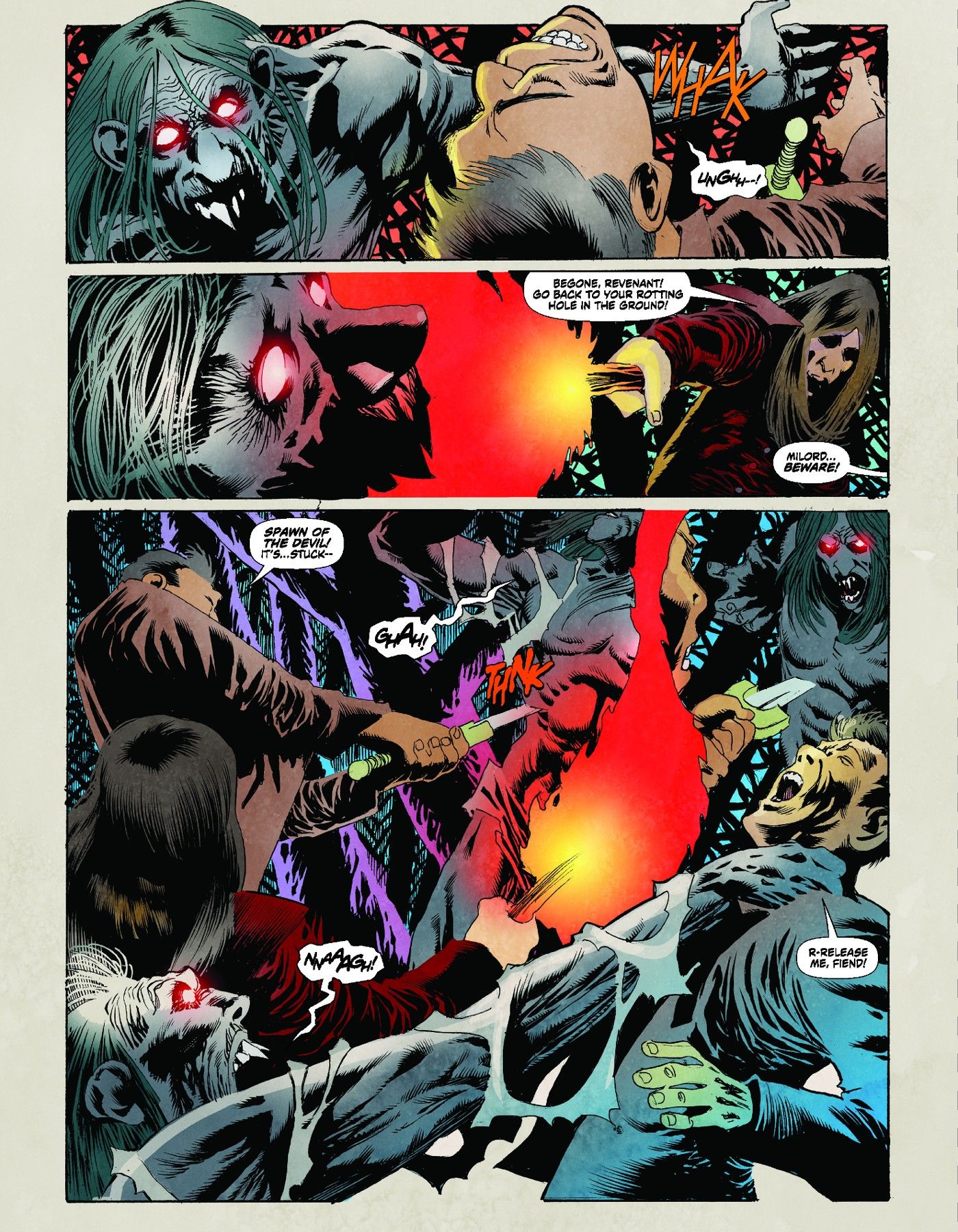 Preview page for &ldquo;The Impaler&rdquo; Kickstarter project by Matt Wagner and Kelley Jones, fighting the Wurdulac.